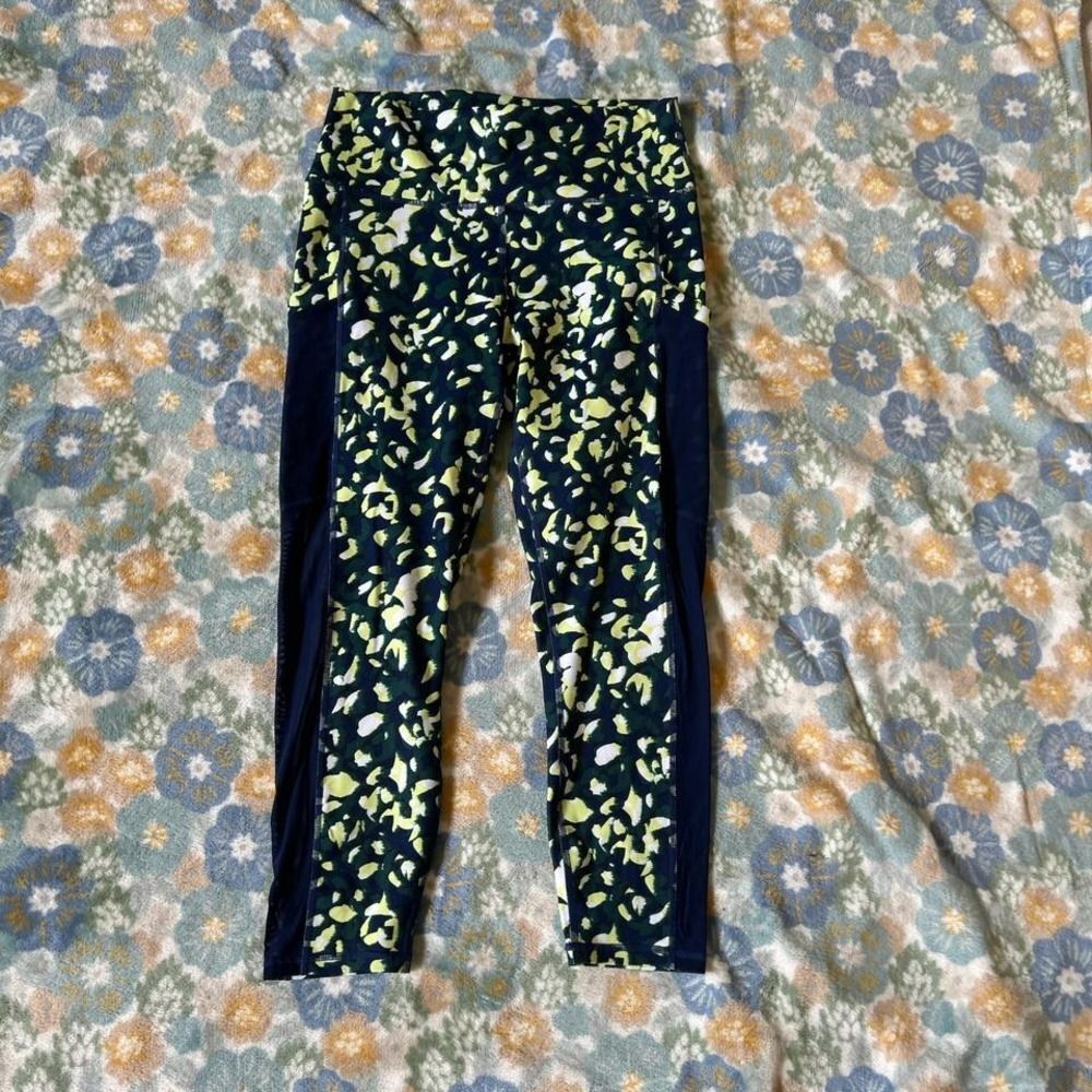 Fabletics PowerHold High-Waisted Leggings  Blue & Green Confetti Print